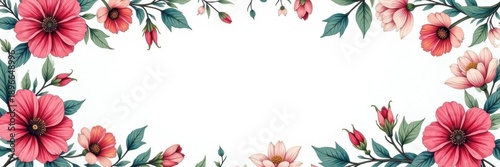 Intricate hand-drawn floral frame, delicate line art style, elegant, flower frame