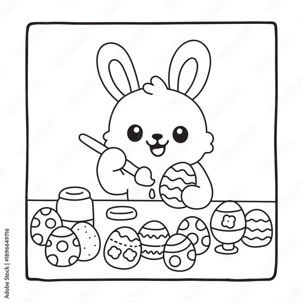 Fototapeta premium EASTER COLORING BOOK for KIDS, Easter Coloring Book For Kids, coloring page, bold and easy. line art, vector art, Easter Coloring Kdp