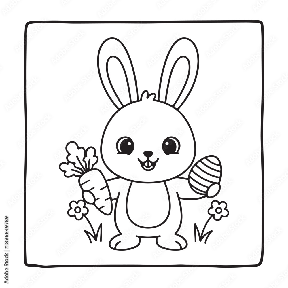 Fototapeta premium EASTER COLORING BOOK for KIDS, Easter Coloring Book For Kids, coloring page, bold and easy. line art, vector art, Easter Coloring Kdp