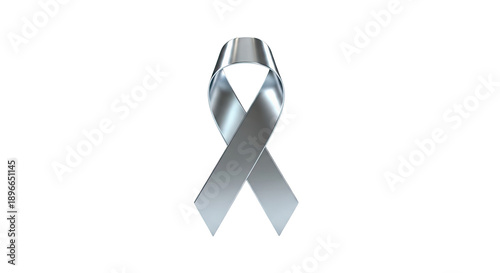 Silver awareness ribbon on a plain white background