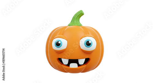 Cartoon Halloween Pumpkin Character with Googly Eyes and Gap Teeth