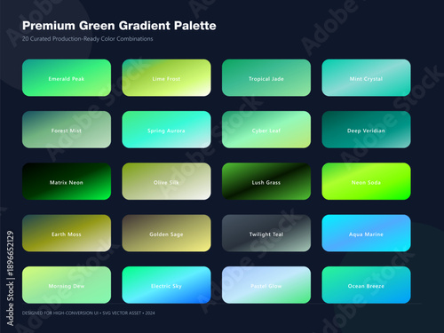 Premium Green Gradient Color Palette for Design