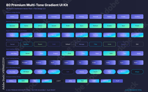 80 Premium Multi-Tone Gradient UI Kit for Modern Dashboard Interfaces