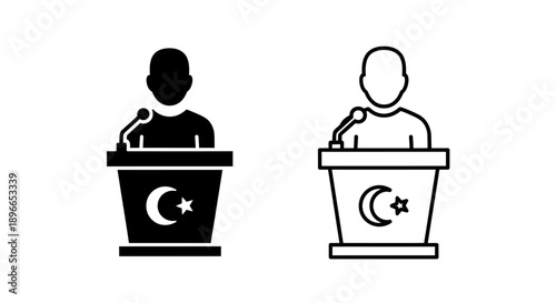 Islamic speaker podium moon star lecture Vector