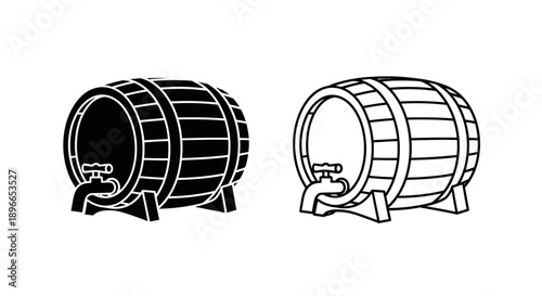 Wooden barrel illustration beer barrel drawing Vector