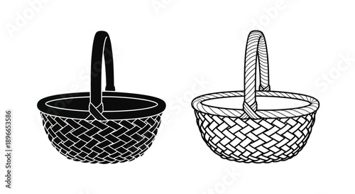 Basket design illustration wicker basket handle Vector