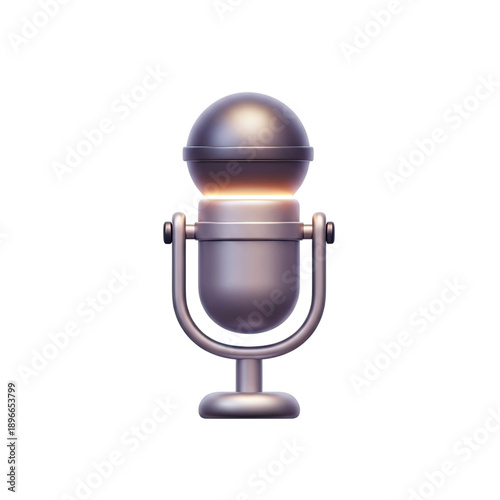Retro microphone glowing with warm light against a soft gradient background