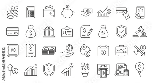 Vector Finance Outline Icon Collection