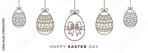 Vector Happy Easter Day Banner Design Background