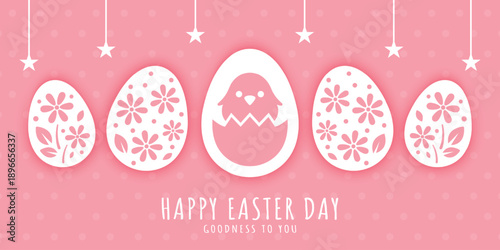 Vector Happy Easter Day Banner Design Background