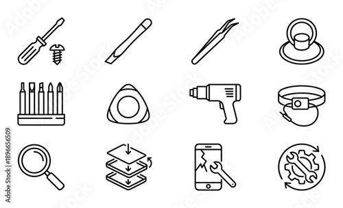 Long metal tweezers for repair work with precision and delicate accuracy on electronics.