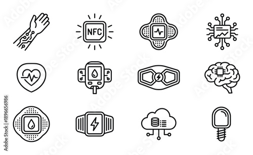 Process simulation vector icon design concept outline graphic symbol business flowchart diagram isolated.