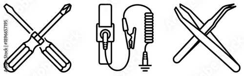 Screwdriver multimeter alligator clip tools for pc maintenance repair upgrade hardware.