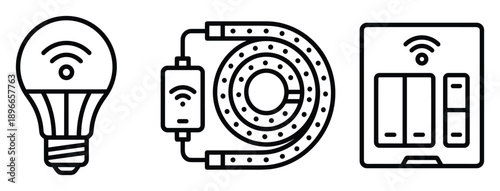 Smart home concept in line style wireless lighting device switch control system led strip.