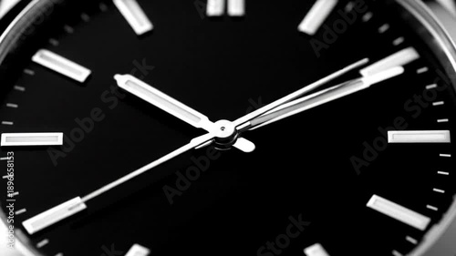 Close-up of a stylish wristwatch showing the time passing by quickly.