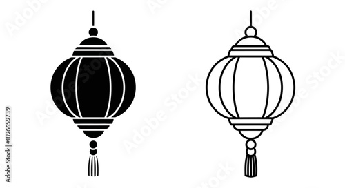 Traditional chinese lanterns holiday symbols Vector