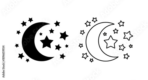 Moon stars night sky illustration vector Vector