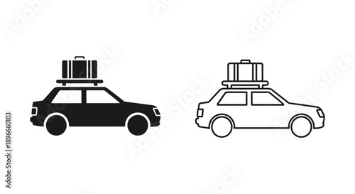 Car roof luggage travel road trip vehicle Vector