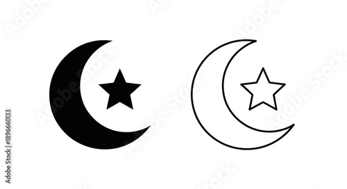 Minimalist crescent moon star vector design Vector