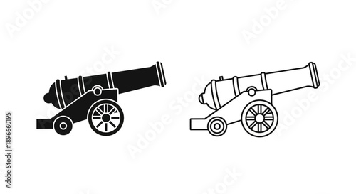 Historical cannons military weapon illustration Vector