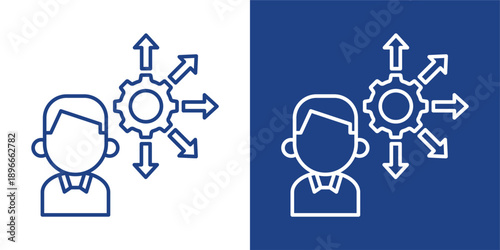 Outcomes Blue And White Icon Style Collection