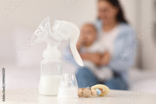Breast pump and rattle on t...
