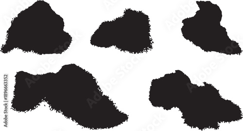 Black paint smears on a white background illustration set