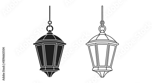 Classic hanging lantern outdoor lighting design Vector