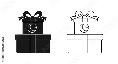 Ramadan eid gift boxes islamic symbols Vector