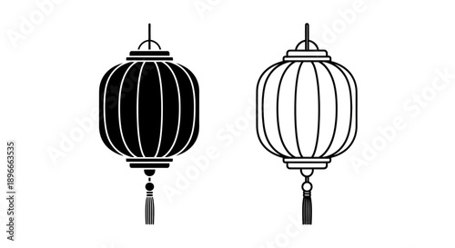 Traditional asian lantern design illustration Vector