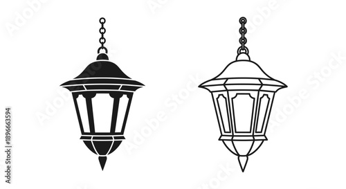 Classic outdoor hanging lanterns vintage design Vector