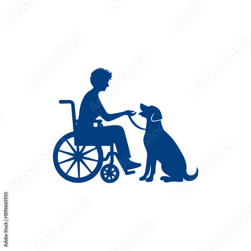 Disabled Man in Wheelchair with Dog.