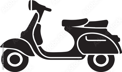 Vintage Italian Style Classic Motor Scooter Vector Silhouettes