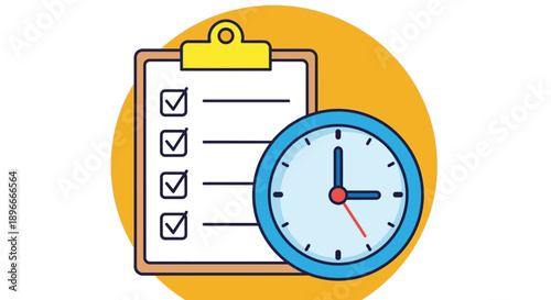 Clipboard with Checklist and Clock Time Management.