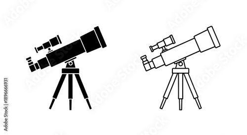 Telescope astronomy stargazing night sky observation Vector
