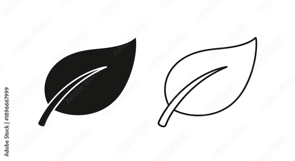 Fototapeta premium Minimalist leaf icon set nature symbol Vector