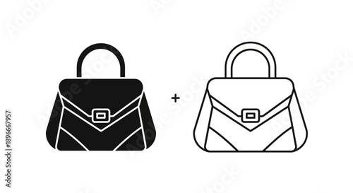 Black and white handbag icon set fashion accessory Vector