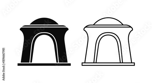 Classic architecture monument black white illustration Vector
