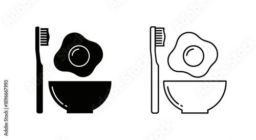 Toothbrush bowl dental care hygiene Vector