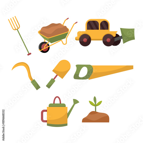 Set Illustration Of Gardening Tool