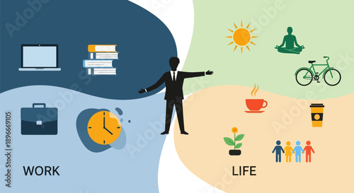 Man Choosing Between Work and Life Balance.