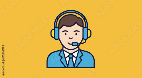 Smiling Customer Service Representative Wearing Headset.