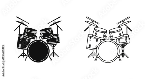 Drum set illustration drum kit music instrument Vector