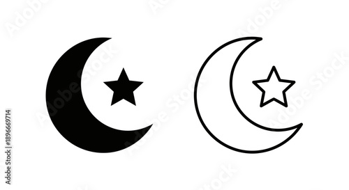 Islamic crescent moon star symbol Vector