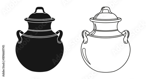 Classic greek urn silhouette black and white Vector