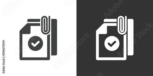 Attached Document Completed icon. Solid glyph series icon
