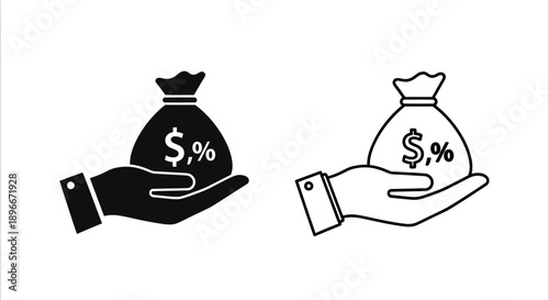 Business finance investment money bag hands Vector
