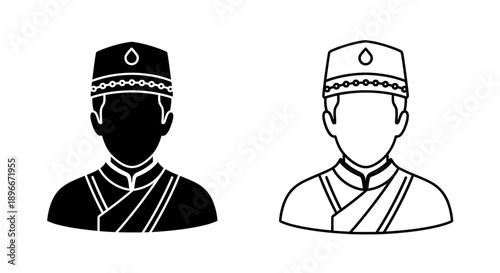 Traditional indonesian peci caps silhouette illustration Vector