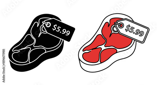 Steak sale discount meat price tag illustration Vector