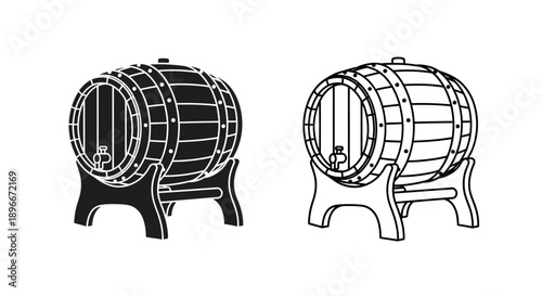 Wooden barrel silhouette illustration Vector